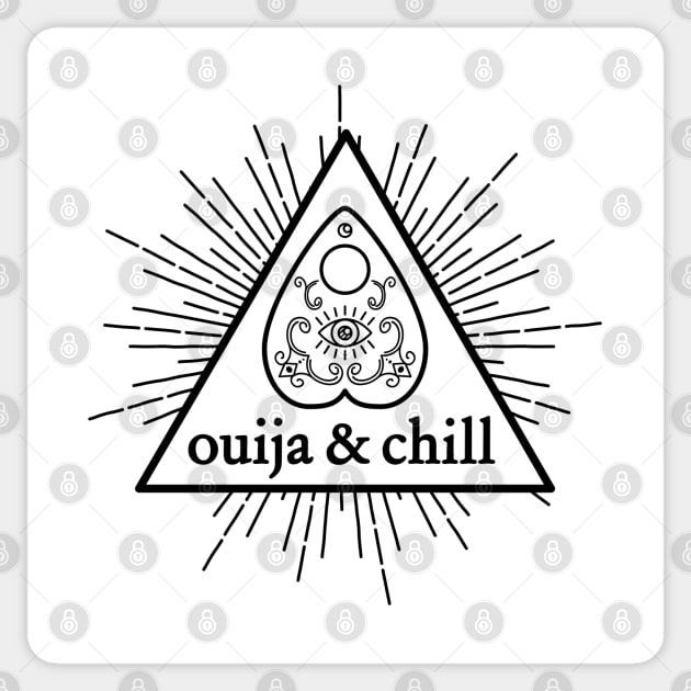 Ouija and Chill - Black Sticker by hya_bm